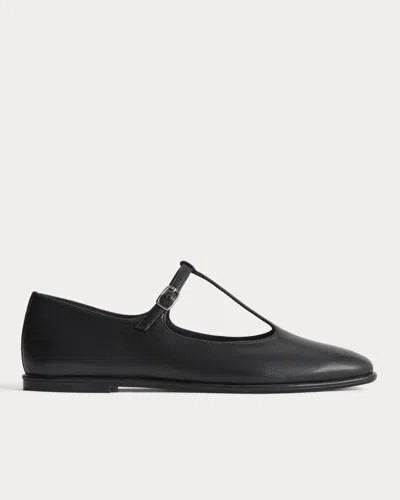 Everlane Leather T-strap Flat In Black