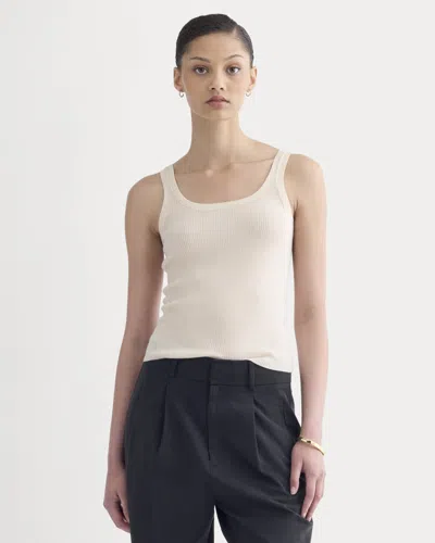 Everlane Light Ribbed Cami Top In White