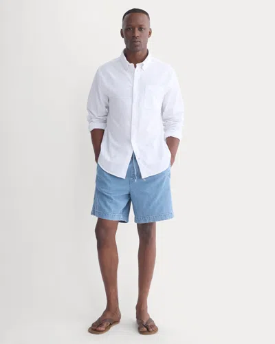 Everlane Lightweight Denim Easy Short In Light Indigo In White