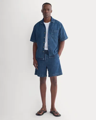 Everlane Lightweight Denim Easy Short In Medium Indigo In Blue
