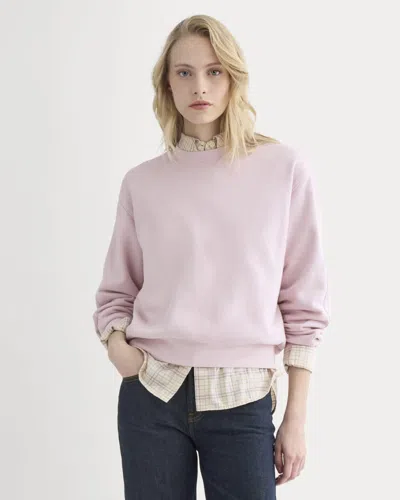 Everlane Lightweight Terry Blouson Crew Neck Sweater In Burnished Lilac In Animal Print