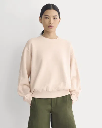 Everlane Lightweight Terry Blouson Crew Neck Sweater In Pale Peach In Pink
