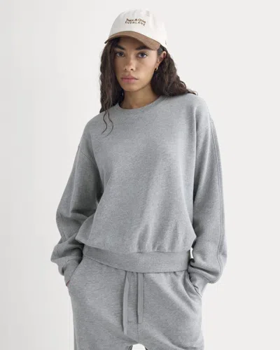 Everlane Lightweight Terry Blouson Crew Neck Sweater In Vintage Heather Grey In Gray