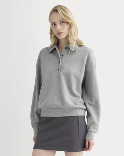 Everlane Lightweight Terry Polo Sweatshirt In Vintage Heather Grey In Multi