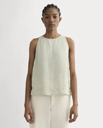 Everlane Linen High-neck Tank Top In Elm Gingham In Multi