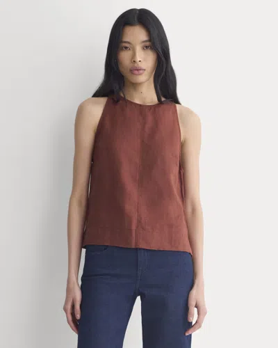 Everlane Linen High-neck Tank Top In Henna Red In Brown