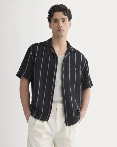 Everlane Linen Resort Shirt In Black/bone In Multi