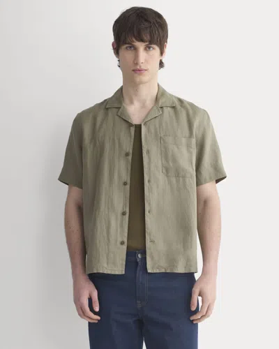 Everlane Linen Resort Shirt In Overland In Green