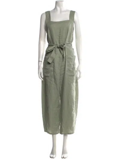 Pre-owned Everlane Linen Square Neckline Jumpsuit In Green