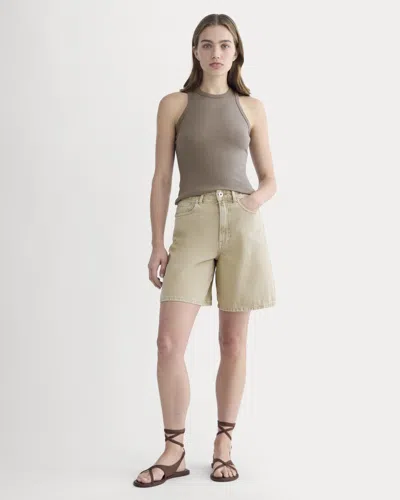 Everlane Long A-line Denim Short In Garment-dyed Tan In Neutral