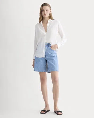 Everlane Long A-line Denim Short In Light Indigo In Blue