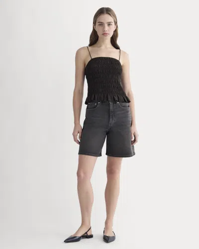 Everlane Long A-line Denim Short In Night In Black