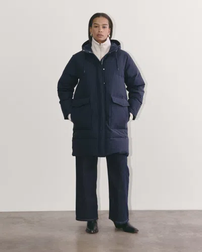 Everlane Long Puffer In Navy In Blue