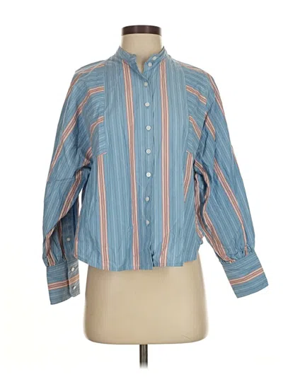 Pre-owned Everlane Long Sleeve Blouse In Blue