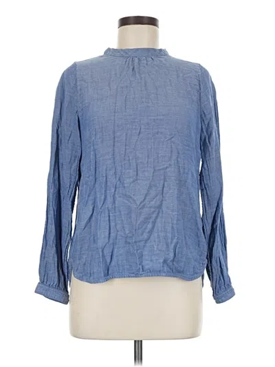 Pre-owned Everlane Long Sleeve Blouse In Blue
