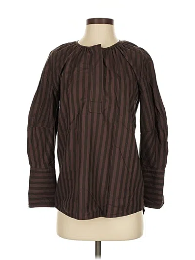 Pre-owned Everlane Long Sleeve Blouse In Brown