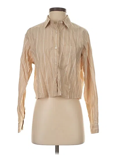 Pre-owned Everlane Long Sleeve Blouse In Tan