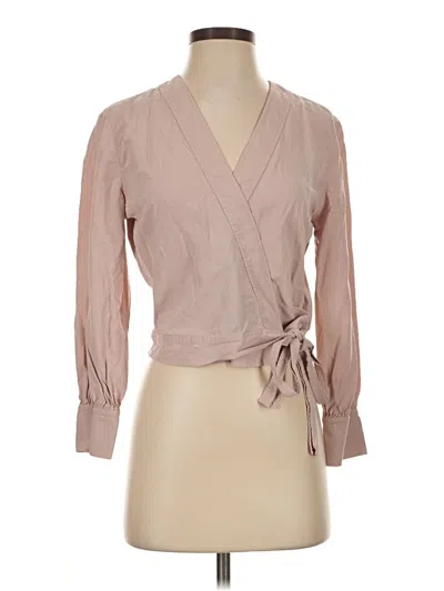 Pre-owned Everlane Long Sleeve Blouse In Tan