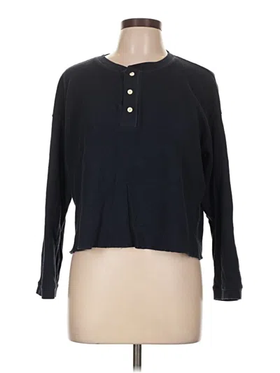 Pre-owned Everlane Long Sleeve Henley Shirt In Black