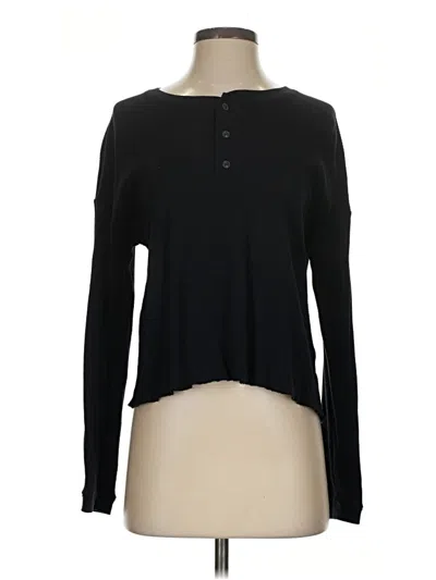 Pre-owned Everlane Long Sleeve Henley Shirt In Black