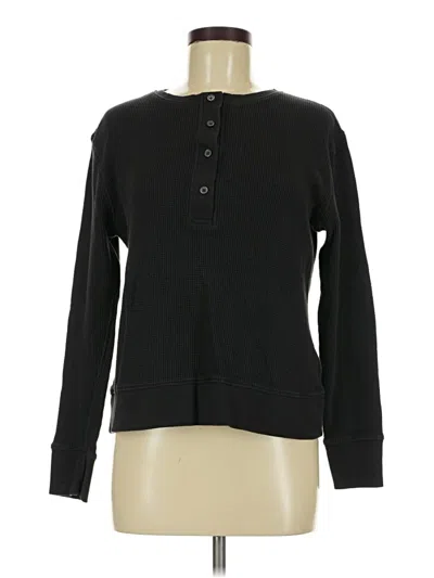 Pre-owned Everlane Long Sleeve Henley Shirt In Black