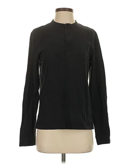 Pre-owned Everlane Long Sleeve Henley Shirt In Black