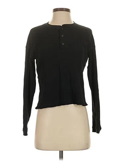 Pre-owned Everlane Long Sleeve Henley Shirt In Black