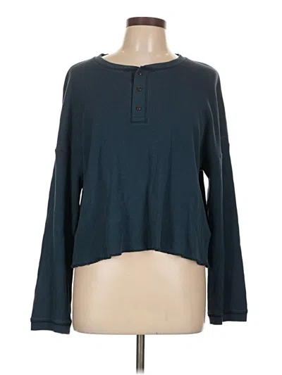 Pre-owned Everlane Long Sleeve Henley Shirt In Blue