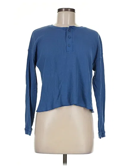 Pre-owned Everlane Long Sleeve Henley Shirt In Blue