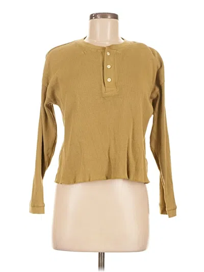 Pre-owned Everlane Long Sleeve Henley Shirt In Brown