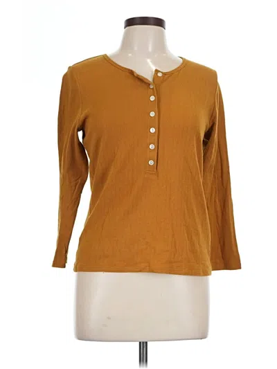 Pre-owned Everlane Long Sleeve Henley Shirt In Brown