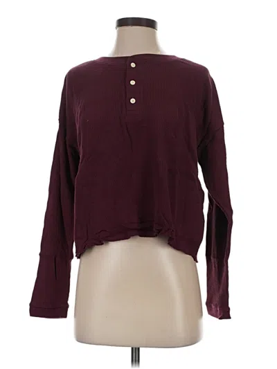Pre-owned Everlane Long Sleeve Henley Shirt In Burgundy
