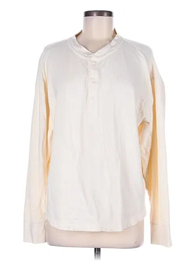 Pre-owned Everlane Long Sleeve Henley Shirt In Ivory