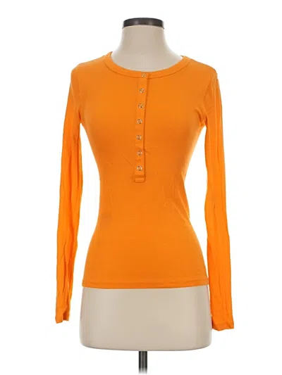 Pre-owned Everlane Long Sleeve Henley Shirt In Orange
