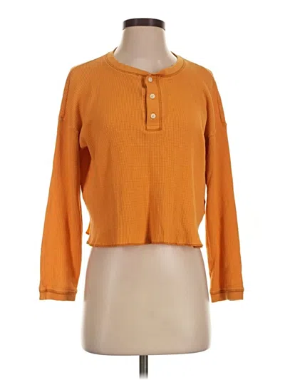 Pre-owned Everlane Long Sleeve Henley Shirt In Orange