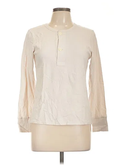 Pre-owned Everlane Long Sleeve Henley Shirt In White