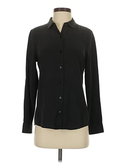 Pre-owned Everlane Long Sleeve Silk Top Black Mock Neckline Tops