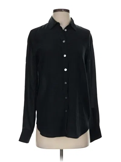 Pre-owned Everlane Long Sleeve Silk Top Black Mock Neckline Tops