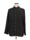 Everlane Long Sleeve Silk Top Black Solid Pattern Mock Neckline Tops In Black