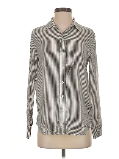 Pre-owned Everlane Long Sleeve Silk Top Gray Stripes Pattern Tie Neck Tops