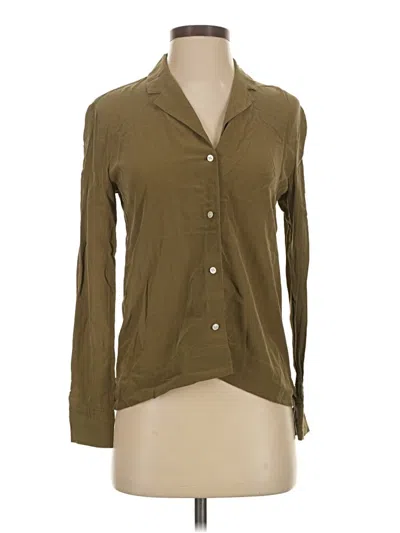 Pre-owned Everlane Long Sleeve Silk Top Green Cowl Neck Tops