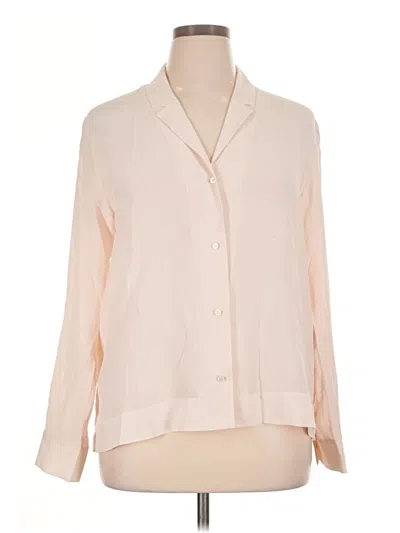 Pre-owned Everlane Long Sleeve Silk Top Ivory Collared Neckline Tops
