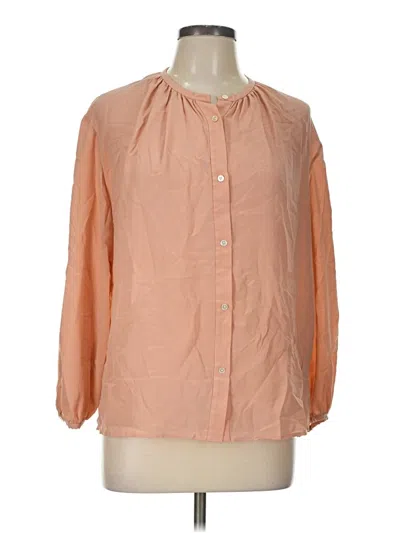 Pre-owned Everlane Long Sleeve Silk Top Orange Mock Neckline Tops