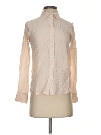 Pre-owned Everlane Long Sleeve Silk Top Tan Mock Neckline Tops