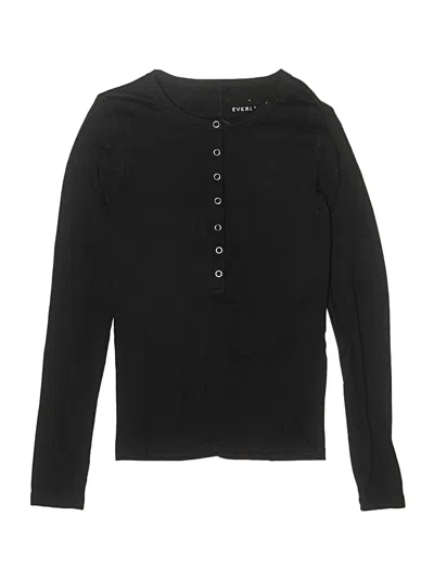 Pre-owned Everlane Long Sleeve Top Black Crew Neck Tops
