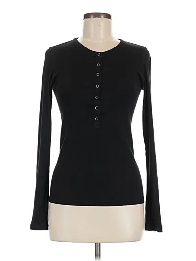 Pre-owned Everlane Long Sleeve Top Black Keyhole Neckline Tops