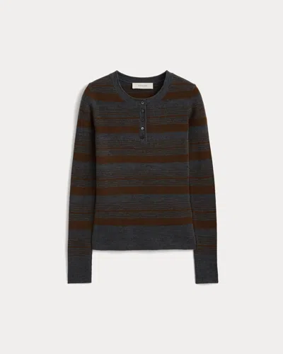 Everlane Long-sleeve Henley Sweater In Gray