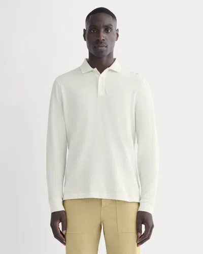 Everlane Long-sleeve Pique Polo Tshirt In Bone In White