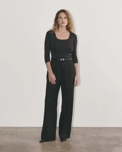 Everlane Long-sleeve Supima® Square-neck Bodysuit | Bikini In Black