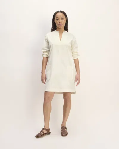 Everlane Long-sleeve Utility Mini Dress In Bone In White